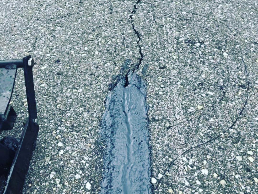asphalt crack repair close up