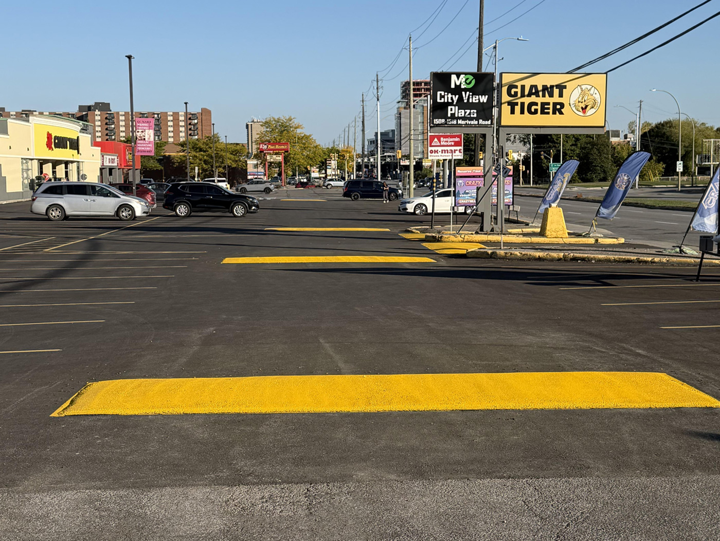 parking lot speed bumps painted yellow