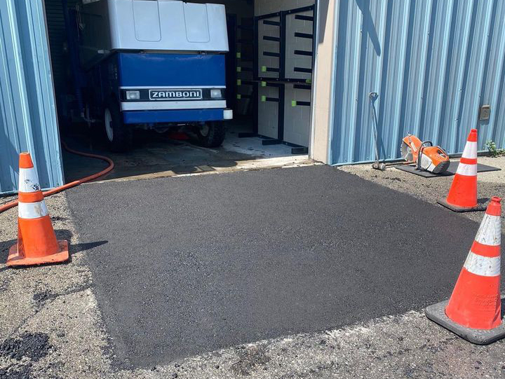 asphalt ramp built for arena zamboni entrance